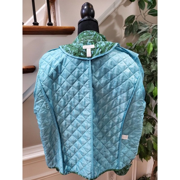 Charter Club Women Green & Blue Cotton Long Sleeve Buttons Front Jacket Size XL - Picture 10 of 14